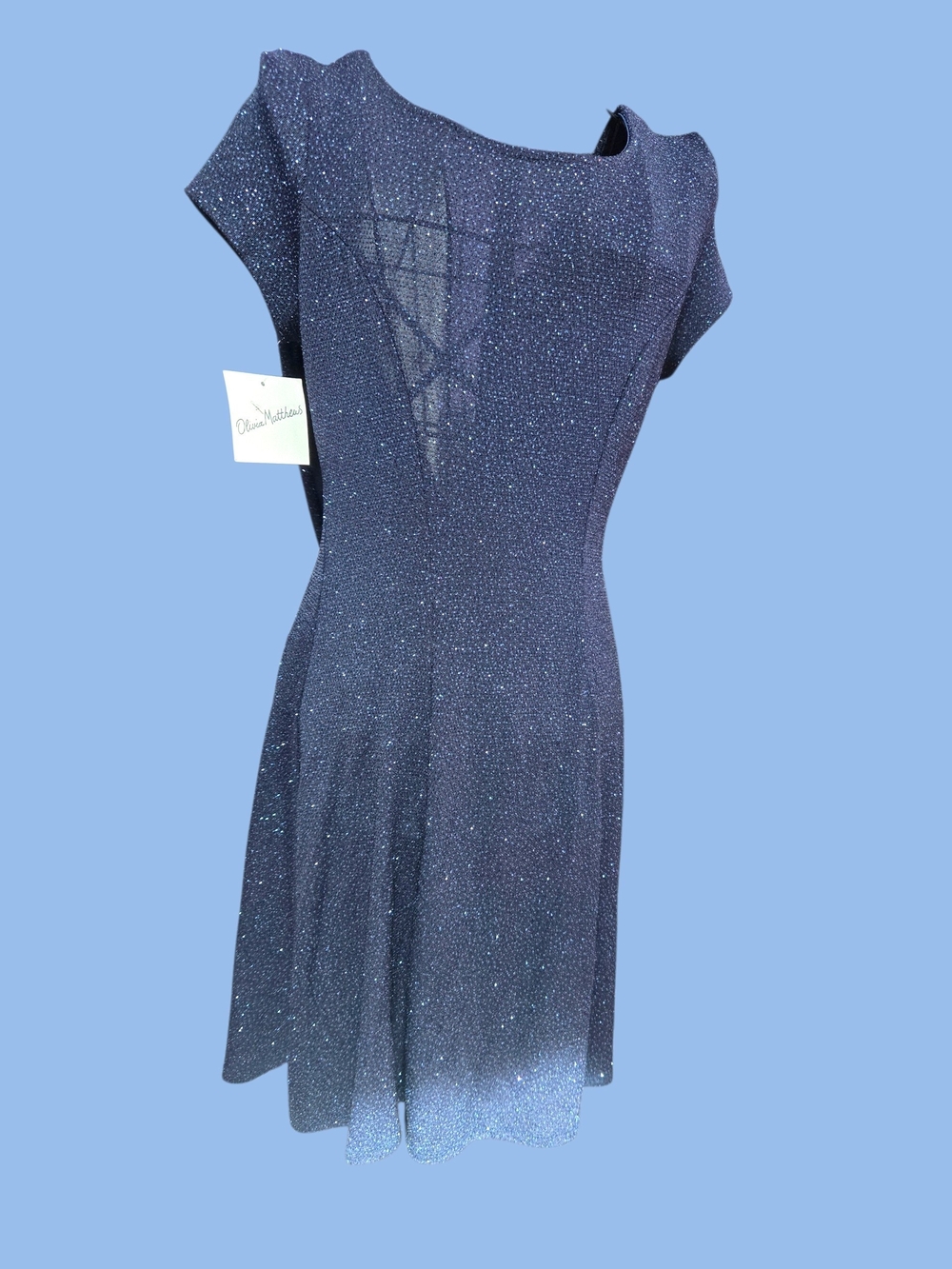 Evening Sparkle Fit-and-Flare Dress - Navy